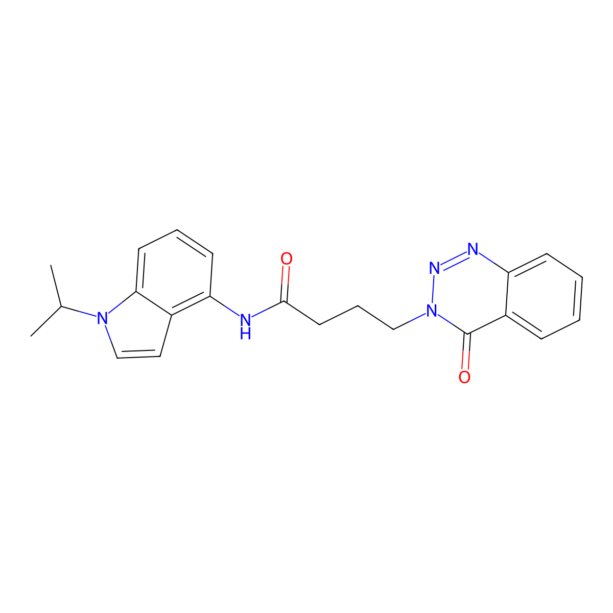 4-(4-oxo-1,2,3-benzotriazin-3(4H)-yl)-N-[1-(propan-2-yl)-1H-indol-4-yl]butanamide molecular structure, CAS 1435977-21-1