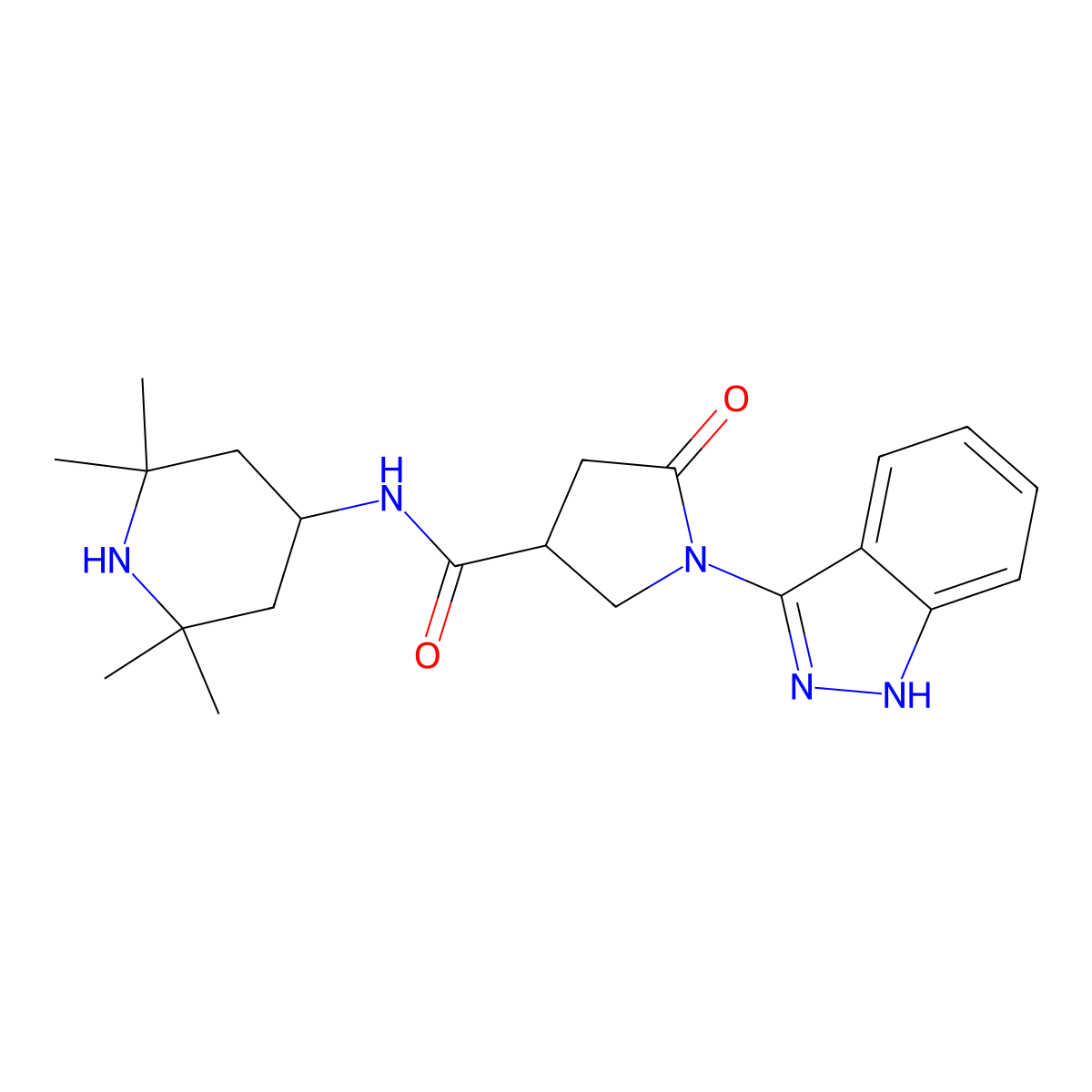 1-(1H-indazol-3-yl)-5-oxo-N-(2,2,6,6-tetramethyl-4-piperidyl)-3-pyrrolidinecarboxamide molecular structure, CAS 1435977-22-2