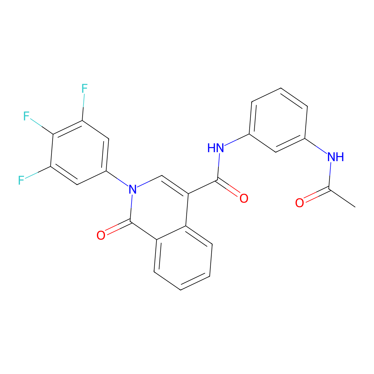 N-(3-acetamidophenyl)-1-oxo-2-(3,4,5-trifluorophenyl)-1,2-dihydroisoquinoline-4-carboxamide molecular structure, CAS 1435977-23-3