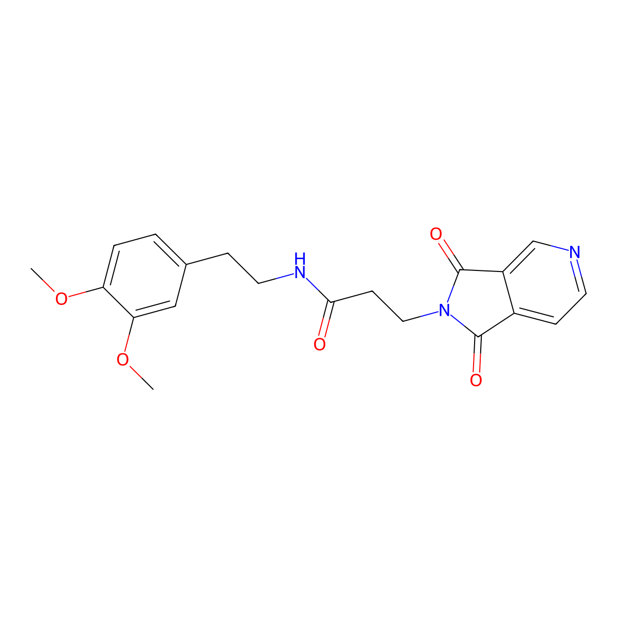 N-(3,4-dimethoxyphenethyl)-3-(1,3-dioxo-1,3-dihydro-2H-pyrrolo[3,4-c]pyridin-2-yl)propanamide molecular structure, CAS 1435977-26-6