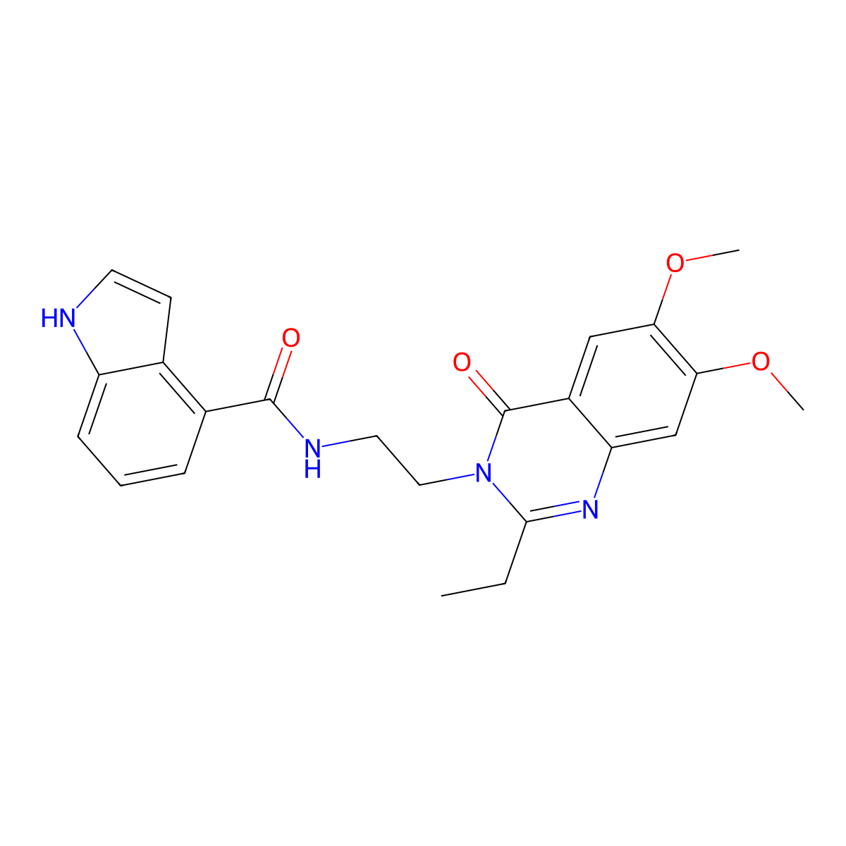 N-[2-(2-ethyl-6,7-dimethoxy-4-oxoquinazolin-3(4H)-yl)ethyl]-1H-indole-4-carboxamide molecular structure, CAS 1435977-45-9