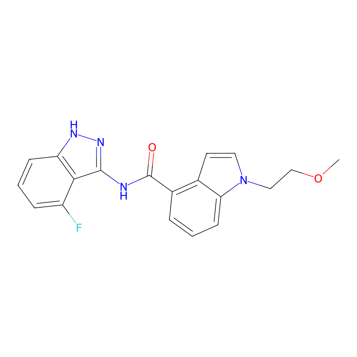 N-(4-fluoro-2H-indazol-3-yl)-1-(2-methoxyethyl)-1H-indole-4-carboxamide molecular structure, CAS 1435977-50-6