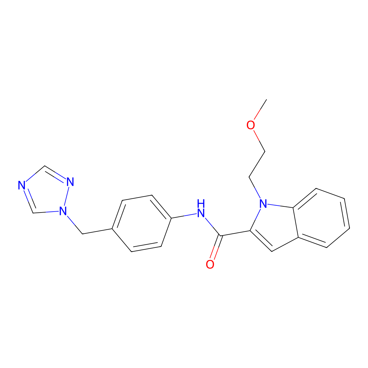 1-(2-methoxyethyl)-N-[4-(1H-1,2,4-triazol-1-ylmethyl)phenyl]-1H-indole-2-carboxamide molecular structure, CAS 1435977-51-7