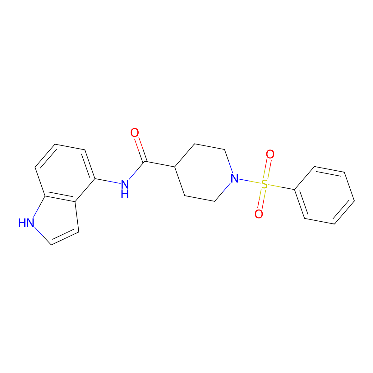 N-(1H-indol-4-yl)-1-(phenylsulfonyl)piperidine-4-carboxamide molecular structure, CAS 1435977-56-2