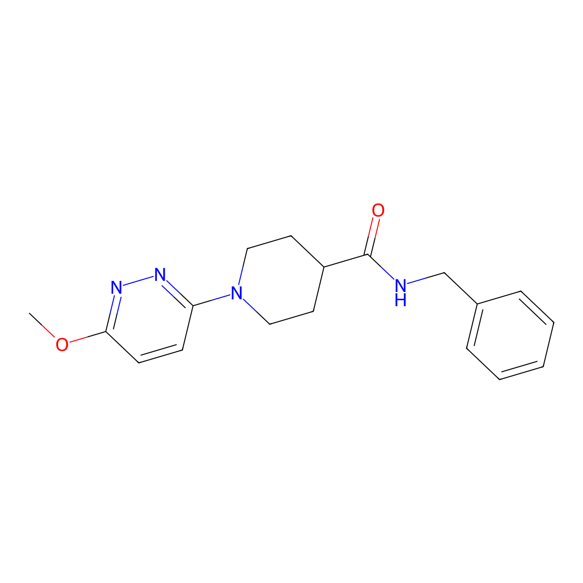 N-benzyl-1-(6-methoxypyridazin-3-yl)piperidine-4-carboxamide molecular structure, CAS 1435977-62-0