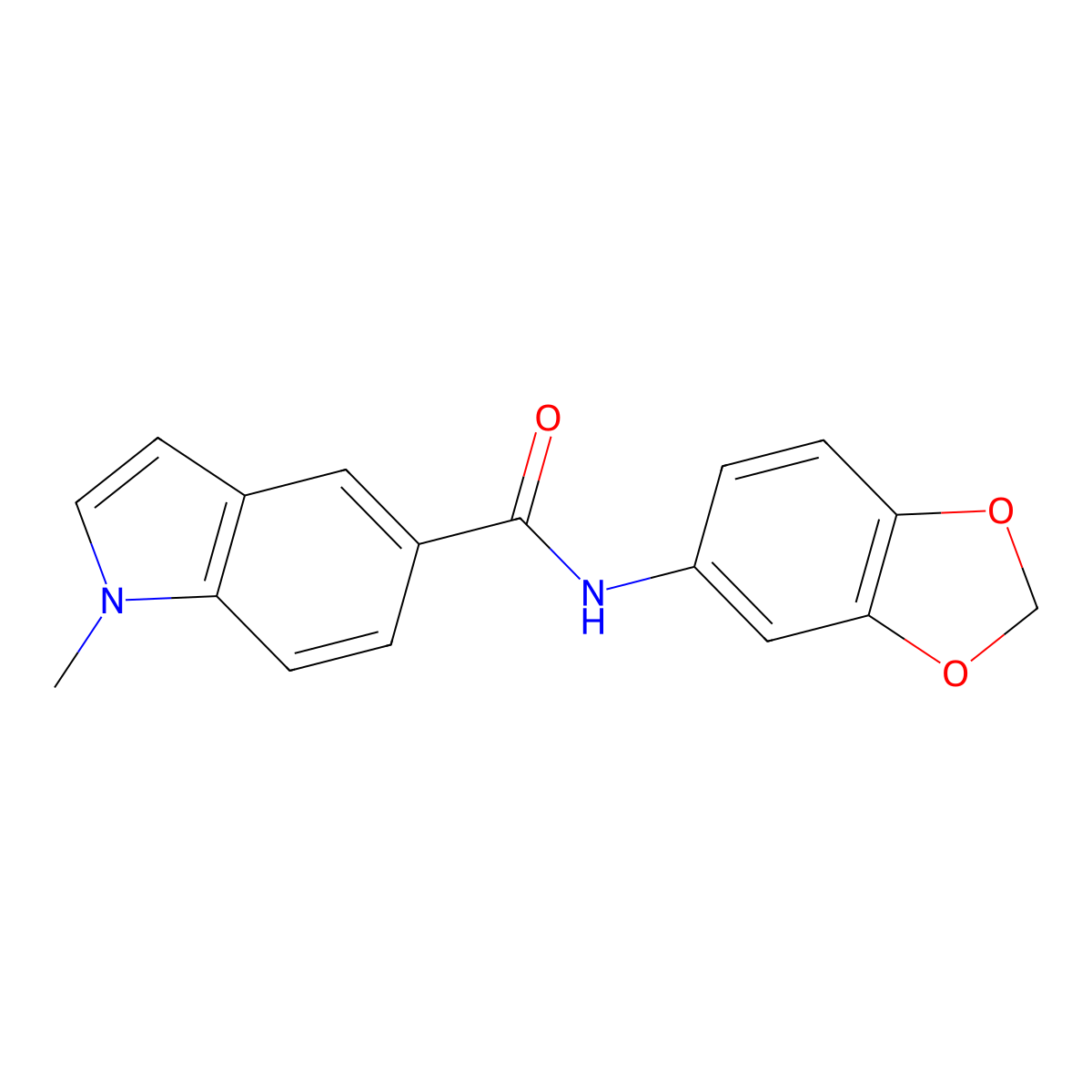 N-(1,3-benzodioxol-5-yl)-1-methyl-1H-indole-5-carboxamide molecular structure, CAS 1435977-76-6