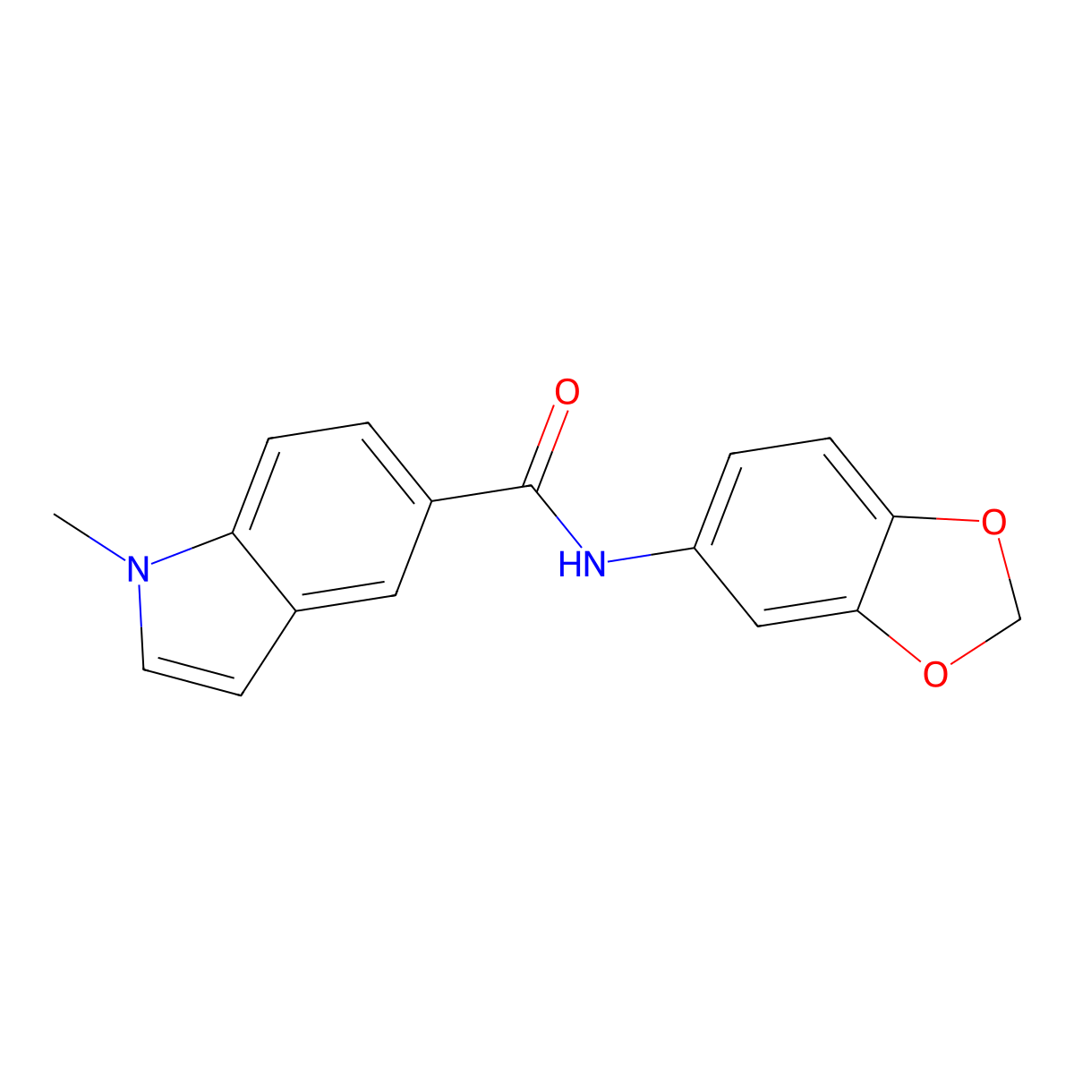 N-(1,3-benzodioxol-5-yl)-1-methyl-1H-indole-5-carboxamide molecular structure, CAS 1435977-76-6
