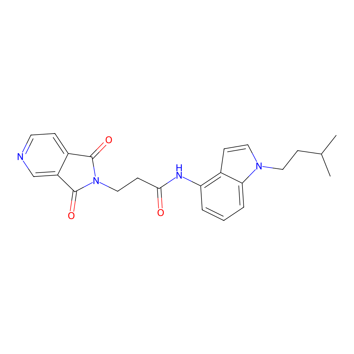3-(1,3-dioxo-1,3-dihydro-2H-pyrrolo[3,4-c]pyridin-2-yl)-N-[1-(3-methylbutyl)-1H-indol-4-yl]propanamide molecular structure, CAS 1435977-77-7