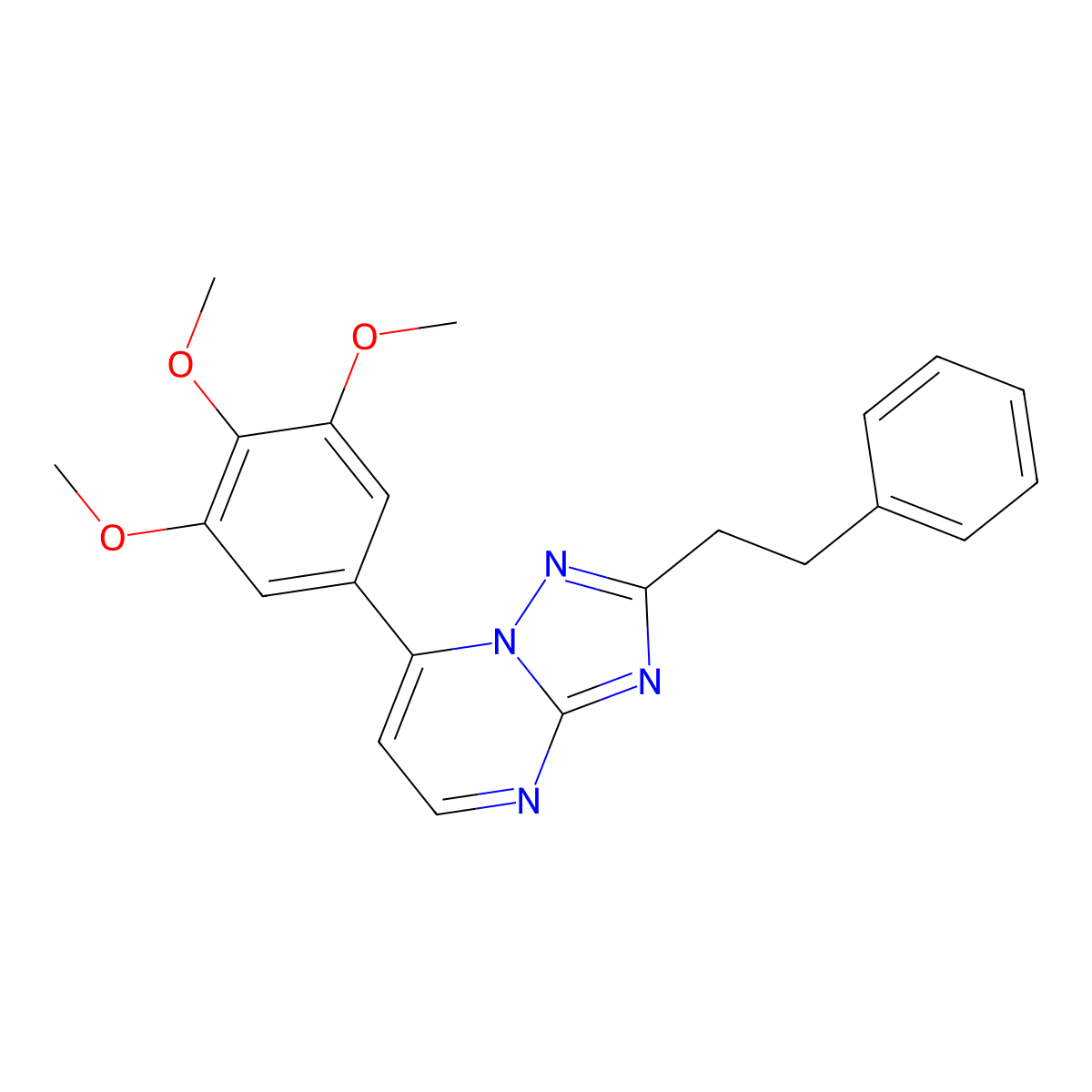 2,3-Dimethoxy-5-(2-phenethyl[1,2,4]triazolo[1,5-a]pyrimidin-7-yl)phenyl methyl ether molecular structure, CAS 1435977-85-7