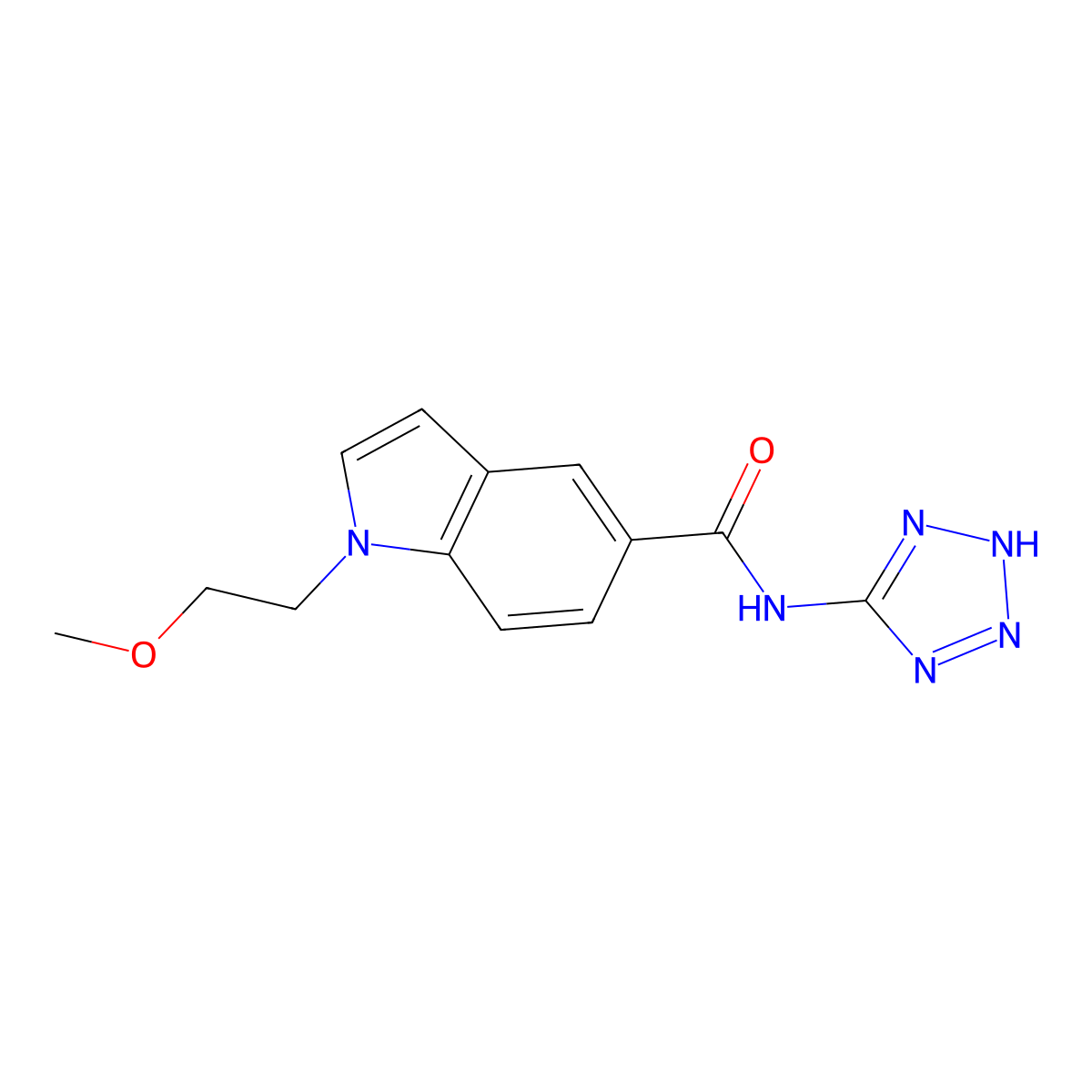1-(2-methoxyethyl)-N-(2H-tetrazol-5-yl)-1H-indole-5-carboxamide molecular structure, CAS 1435977-86-8