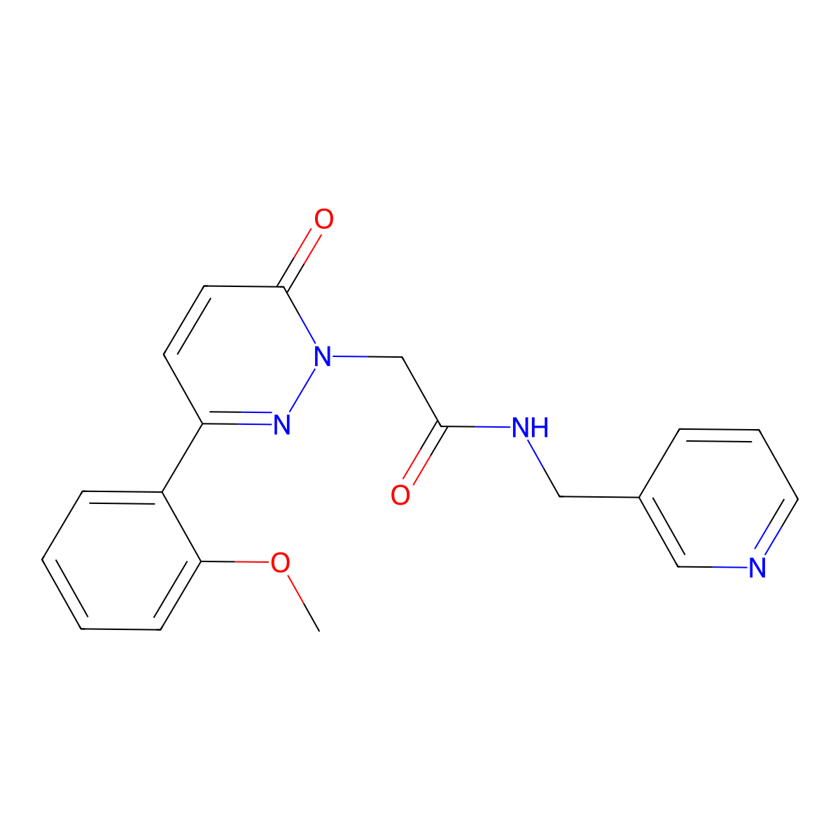 2-(3-(2-methoxyphenyl)-6-oxopyridazin-1(6H)-yl)-N-(pyridin-3-ylmethyl)acetamide molecular structure, CAS 1435977-97-1