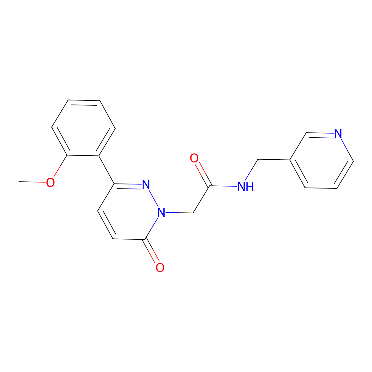 2-(3-(2-methoxyphenyl)-6-oxopyridazin-1(6H)-yl)-N-(pyridin-3-ylmethyl)acetamide molecular structure, CAS 1435977-97-1