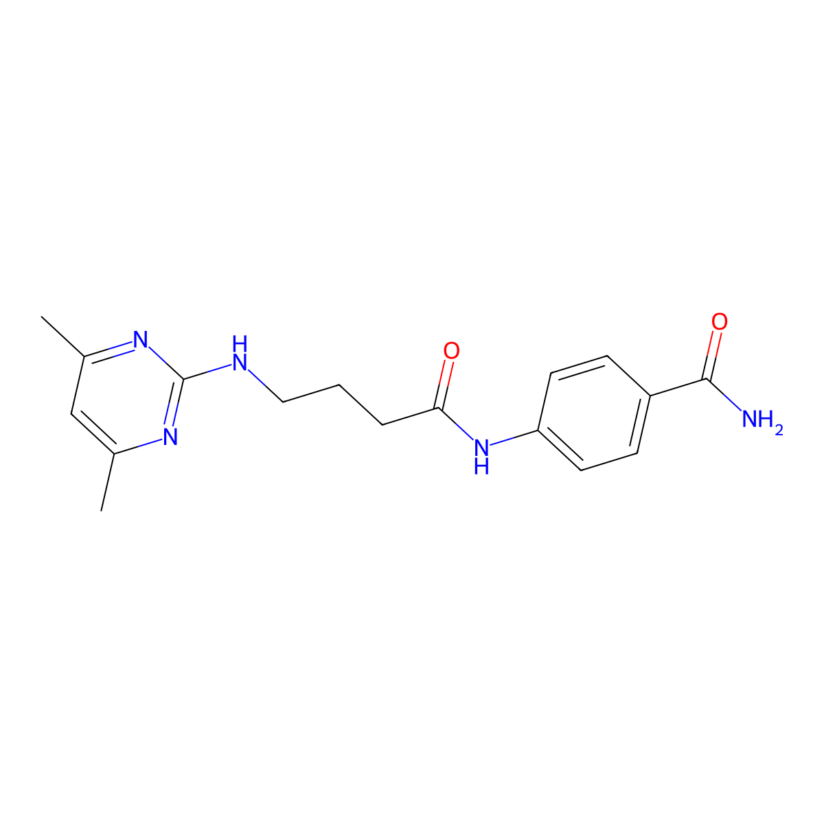 4-({4-[(4,6-Dimethylpyrimidin-2-yl)amino]butanoyl}amino)benzamide molecular structure, CAS 1435978-26-9