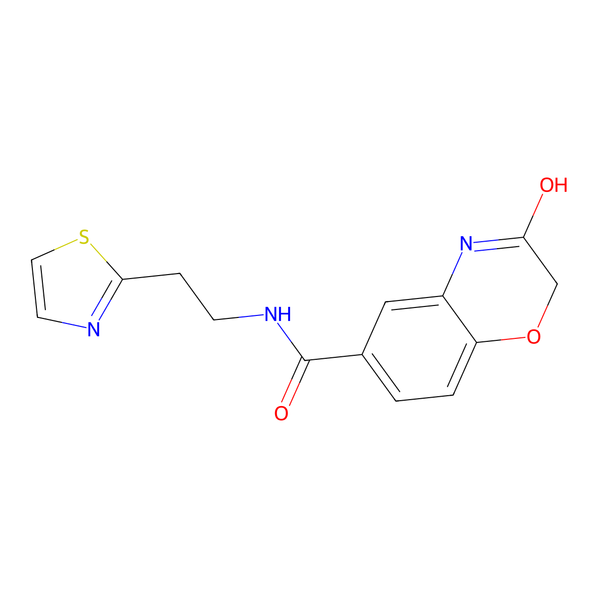 3-oxo-N-[2-(1,3-thiazol-2-yl)ethyl]-3,4-dihydro-2H-1,4-benzoxazine-6-carboxamide molecular structure, CAS 1435978-31-6