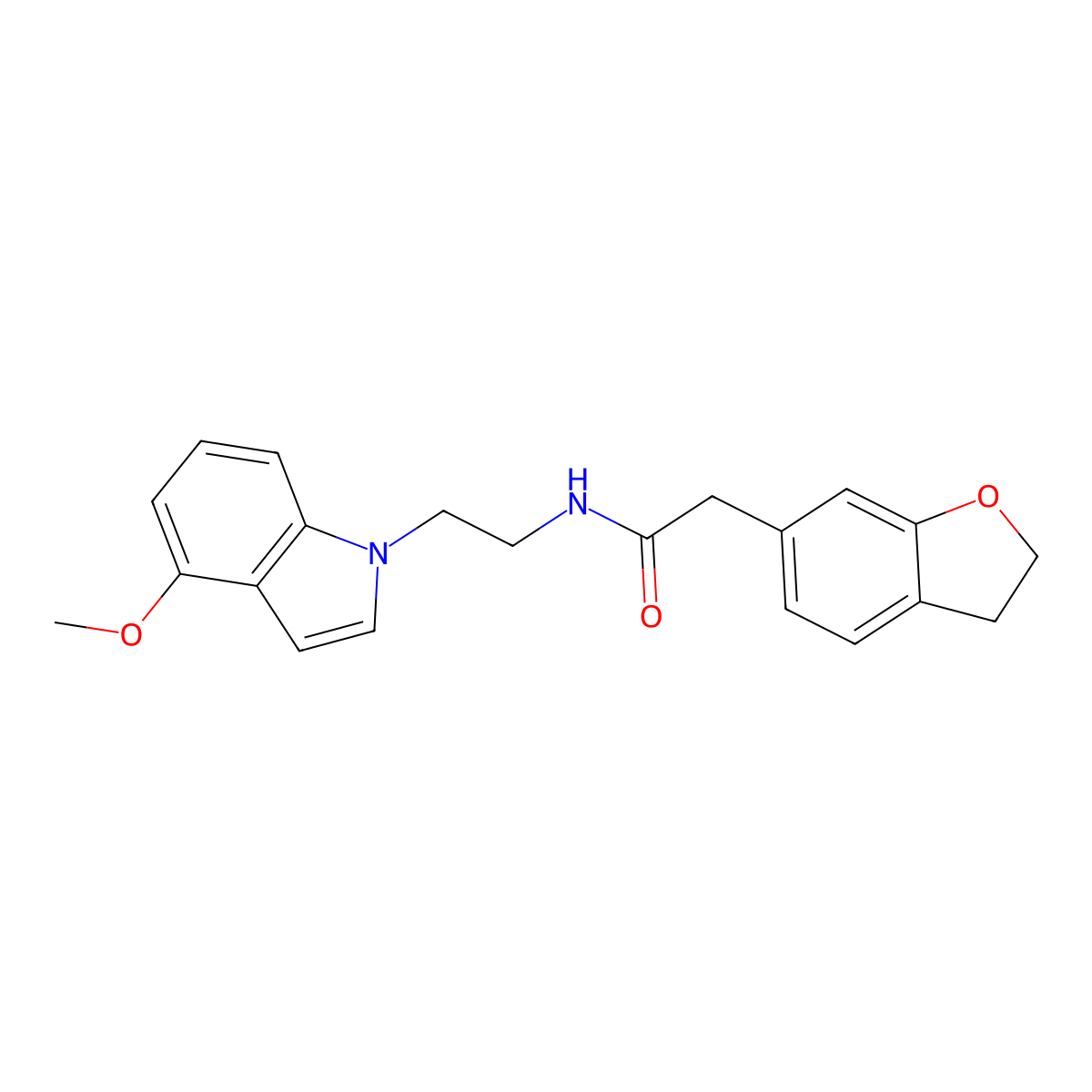 2-(2,3-dihydro-1-benzofuran-6-yl)-N-[2-(4-methoxy-1H-indol-1-yl)ethyl]acetamide molecular structure, CAS 1435978-38-3
