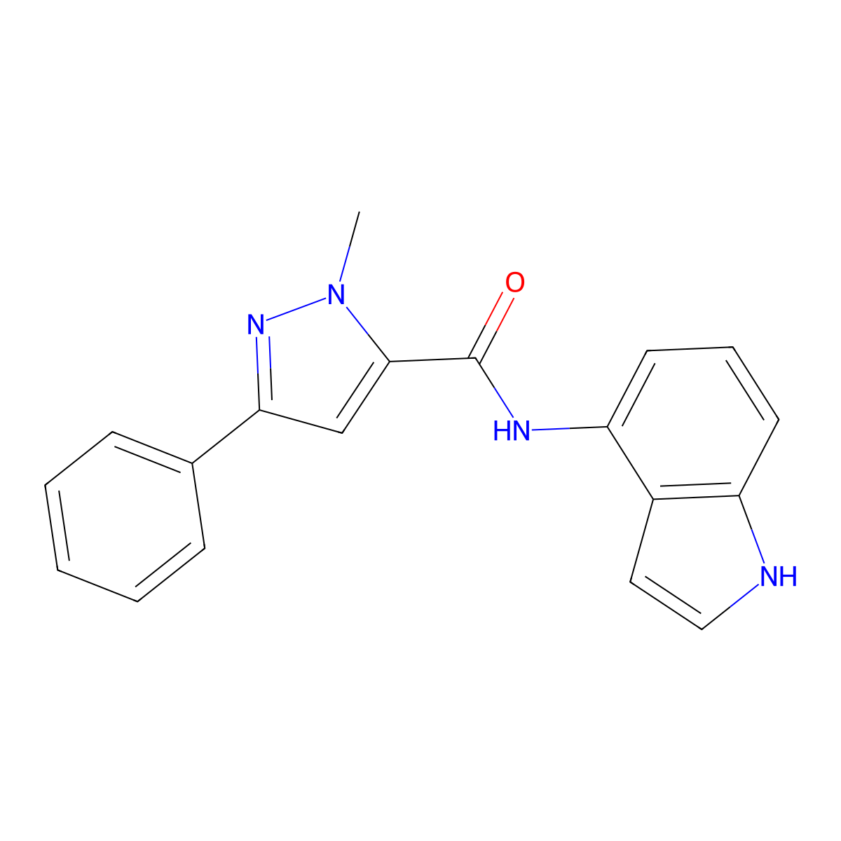 N-(1H-indol-4-yl)-1-methyl-3-phenyl-1H-pyrazole-5-carboxamide molecular structure, CAS 1435978-45-2