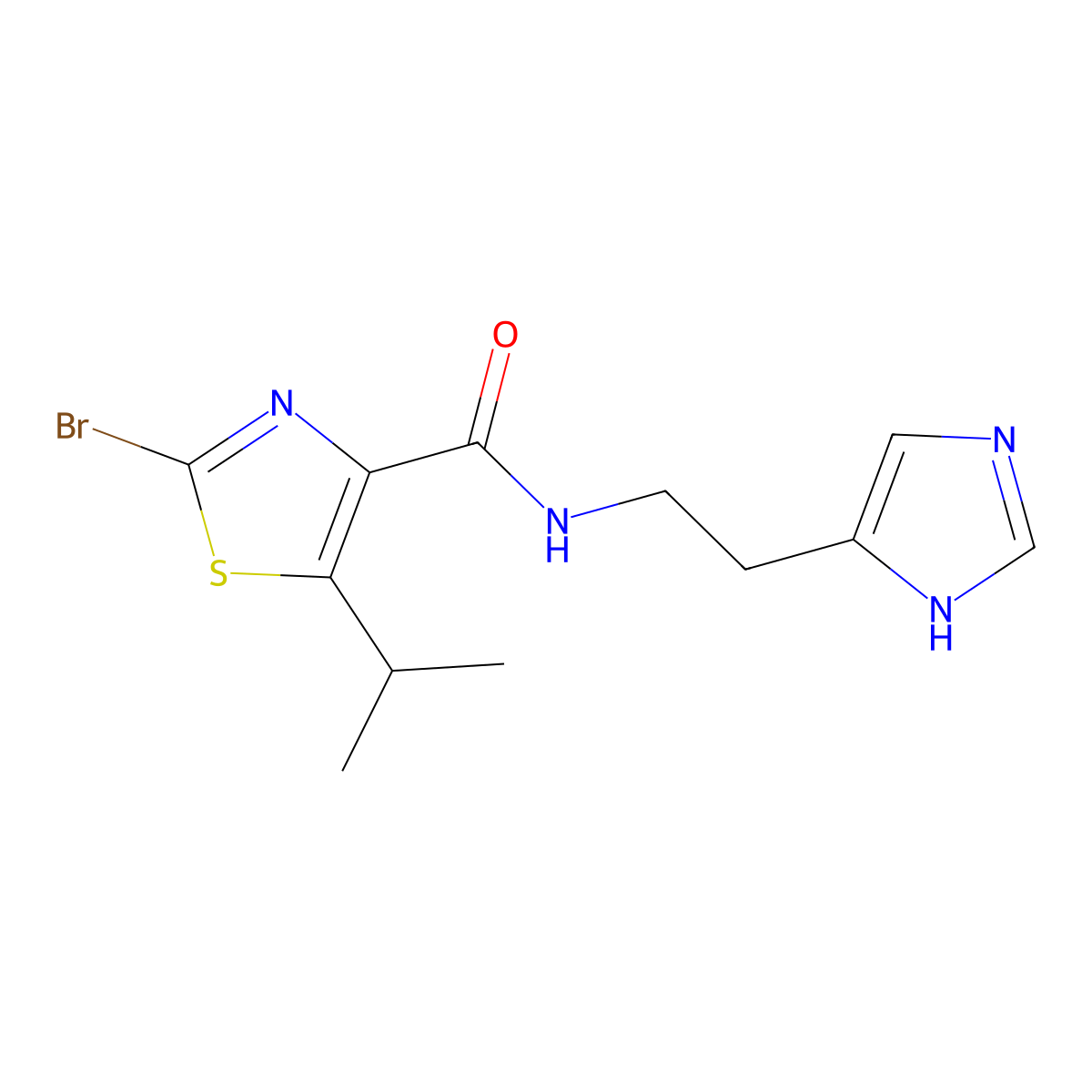 2-bromo-N-[2-(1H-imidazol-4-yl)ethyl]-5-isopropyl-1,3-thiazole-4-carboxamide molecular structure, CAS 1435978-52-1