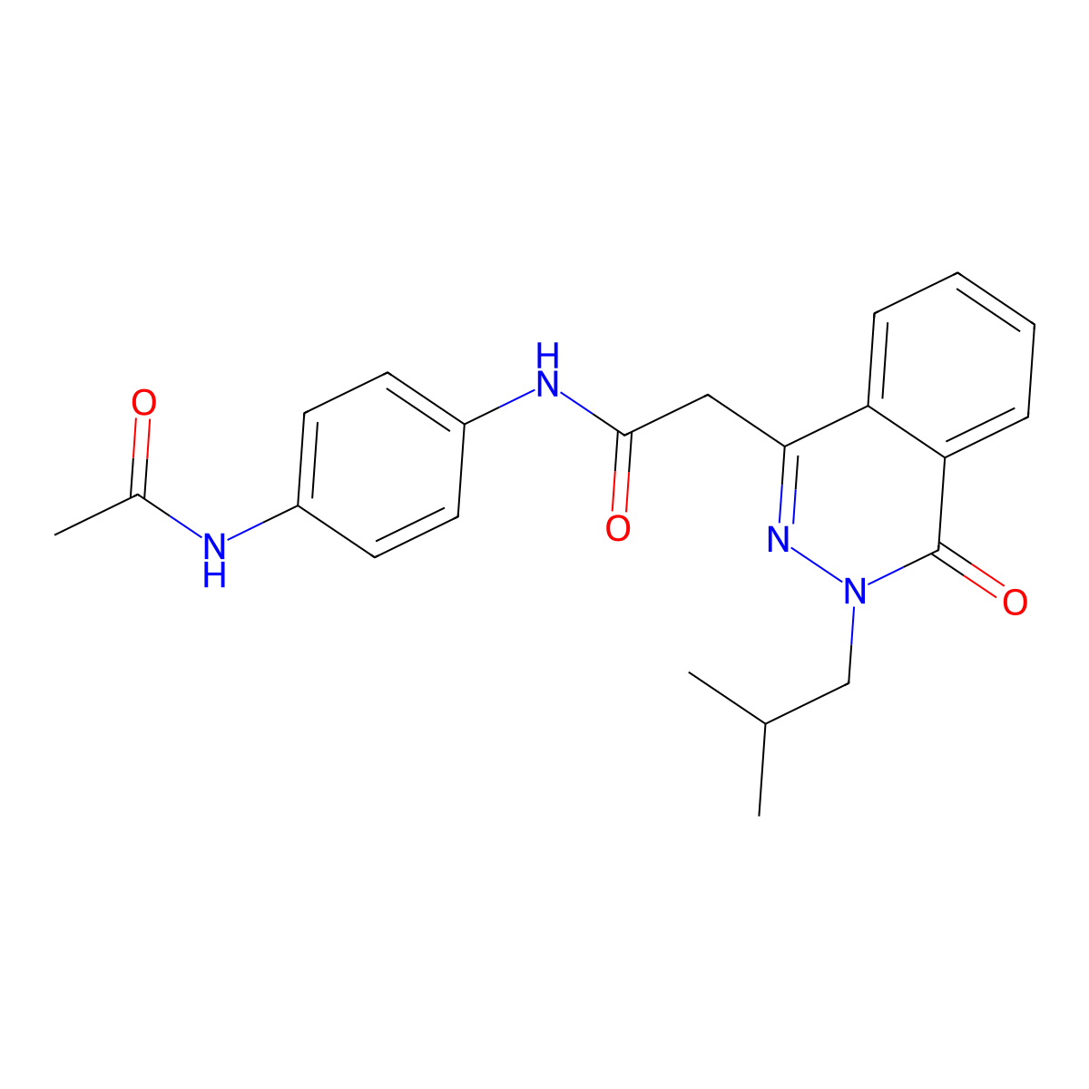 N-[4-(acetylamino)phenyl]-2-[3-(2-methylpropyl)-4-oxo-3,4-dihydrophthalazin-1-yl]acetamide molecular structure, CAS 1435978-55-4