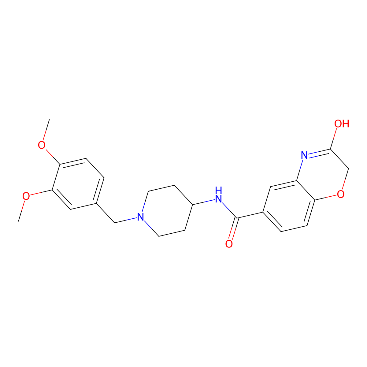 N-[1-(3,4-dimethoxybenzyl)-4-piperidyl]-3-oxo-3,4-dihydro-2H-1,4-benzoxazine-6-carboxamide molecular structure, CAS 1435978-72-5