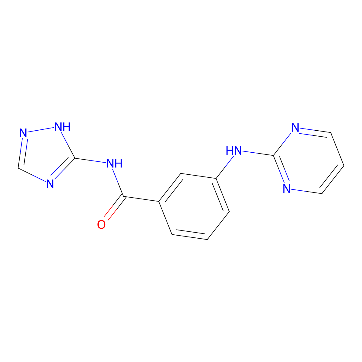 3-(pyrimidin-2-ylamino)-N-(1H-1,2,4-triazol-3-yl)benzamide molecular structure, CAS 1435978-78-1