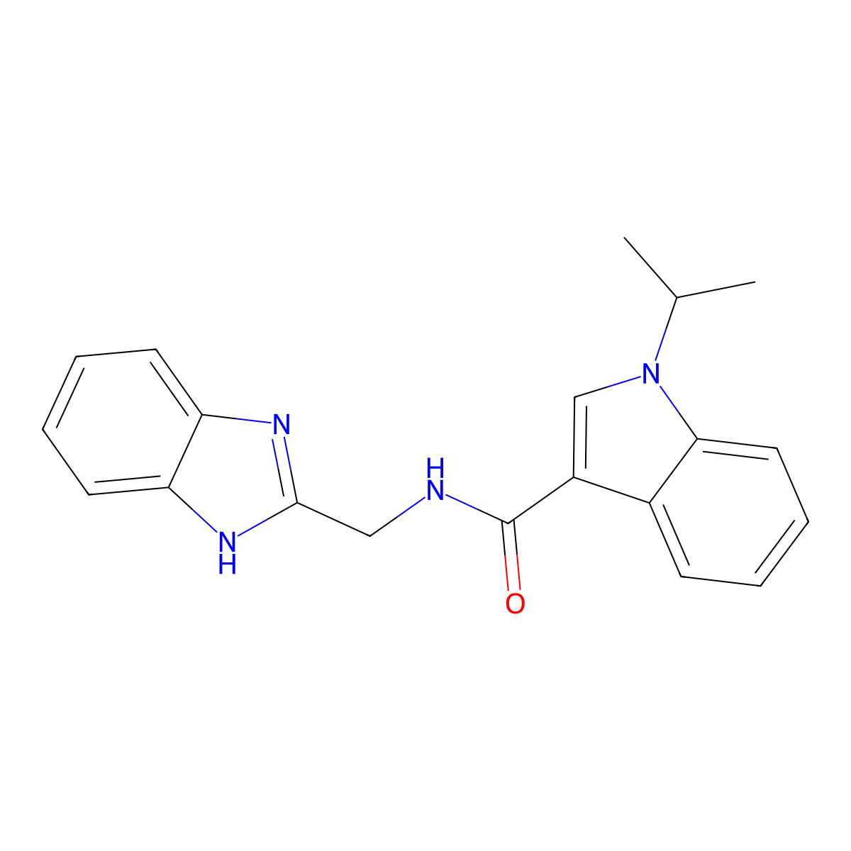 N-(1H-1,3-benzimidazol-2-ylmethyl)-1-isopropyl-1H-indole-3-carboxamide molecular structure, CAS 1435978-84-9