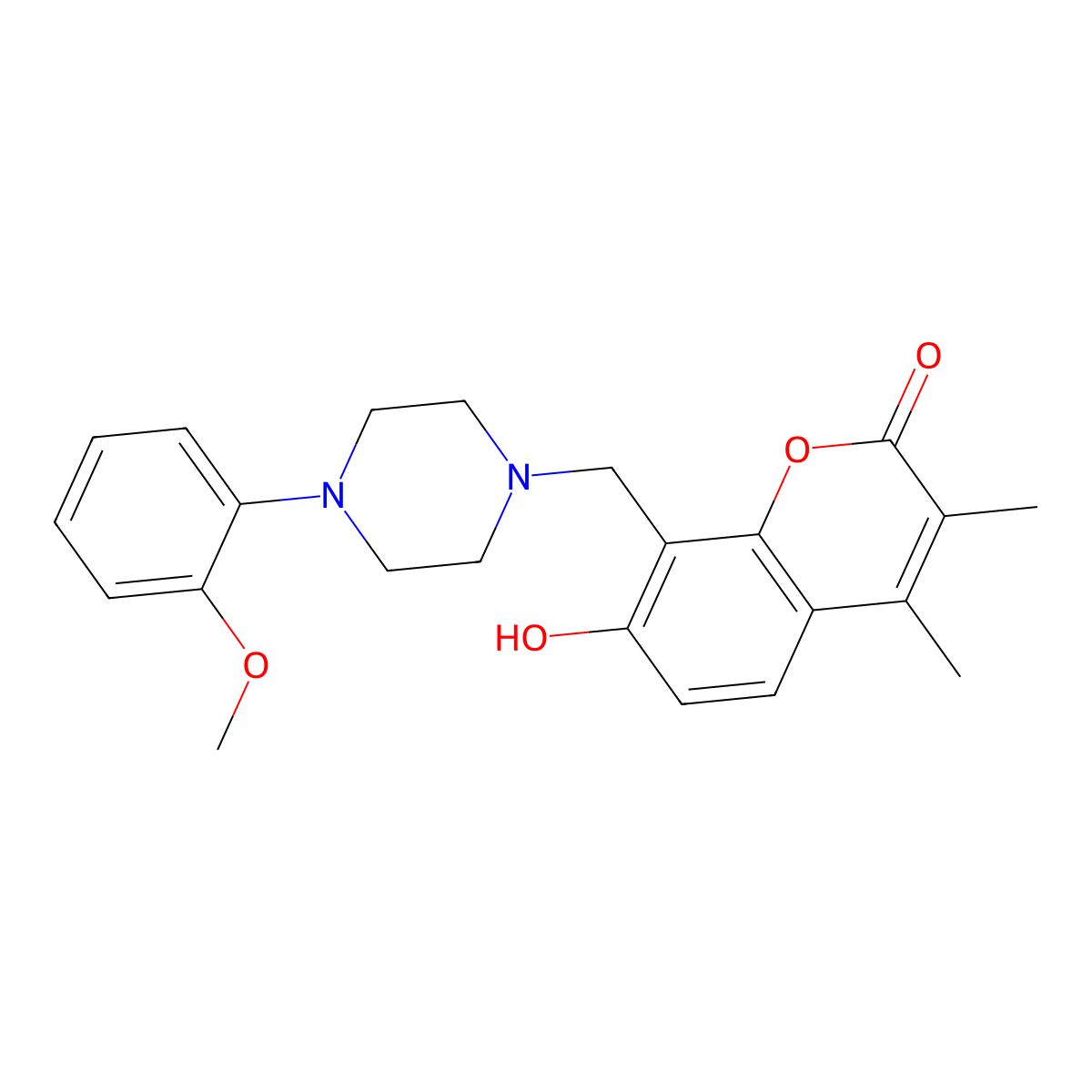 7-hydroxy-8-{[4-(2-methoxyphenyl)piperazin-1-yl]methyl}-3,4-dimethyl-2H-chromen-2-one molecular structure, CAS 1435978-94-1