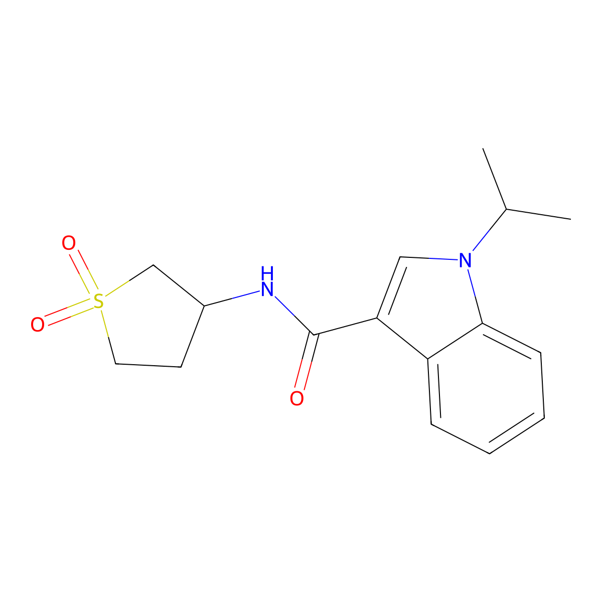 N-(1,1-dioxidotetrahydrothiophen-3-yl)-1-(propan-2-yl)-1H-indole-3-carboxamide molecular structure, CAS 1435979-01-3