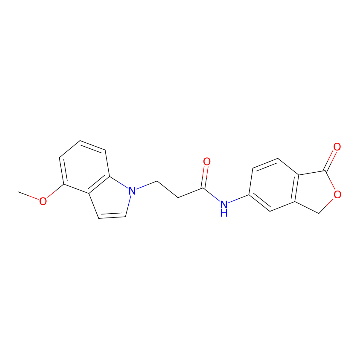 3-(4-methoxy-1H-indol-1-yl)-N-(1-oxo-1,3-dihydro-2-benzofuran-5-yl)propanamide molecular structure, CAS 1435979-09-1