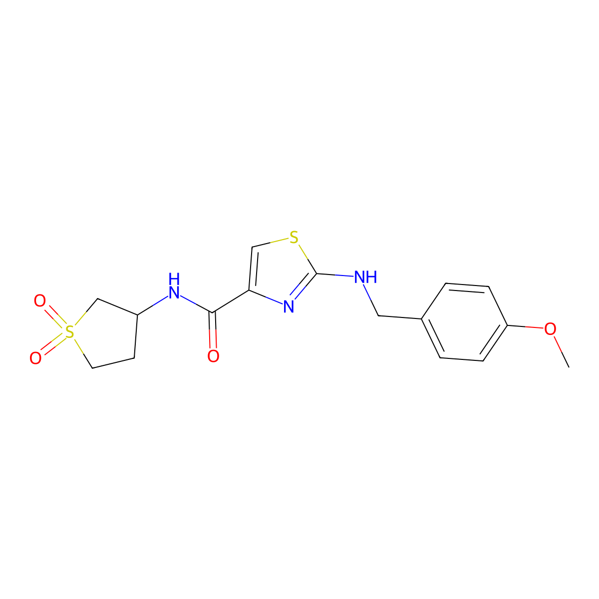 N-(1,1-dioxidotetrahydrothiophen-3-yl)-2-[(4-methoxybenzyl)amino]-1,3-thiazole-4-carboxamide molecular structure, CAS 1435979-17-1