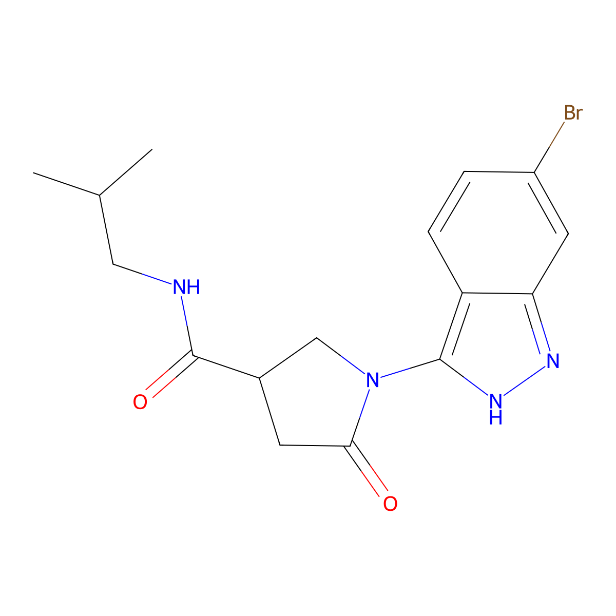 1-(6-bromo-1H-indazol-3-yl)-N-isobutyl-5-oxo-3-pyrrolidinecarboxamide molecular structure, CAS 1435979-18-2