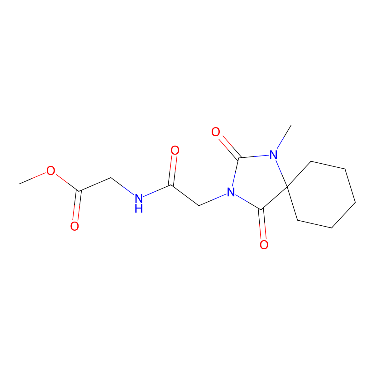 methyl N-[(1-methyl-2,4-dioxo-1,3-diazaspiro[4.5]dec-3-yl)acetyl]glycinate molecular structure, CAS 1435979-52-4