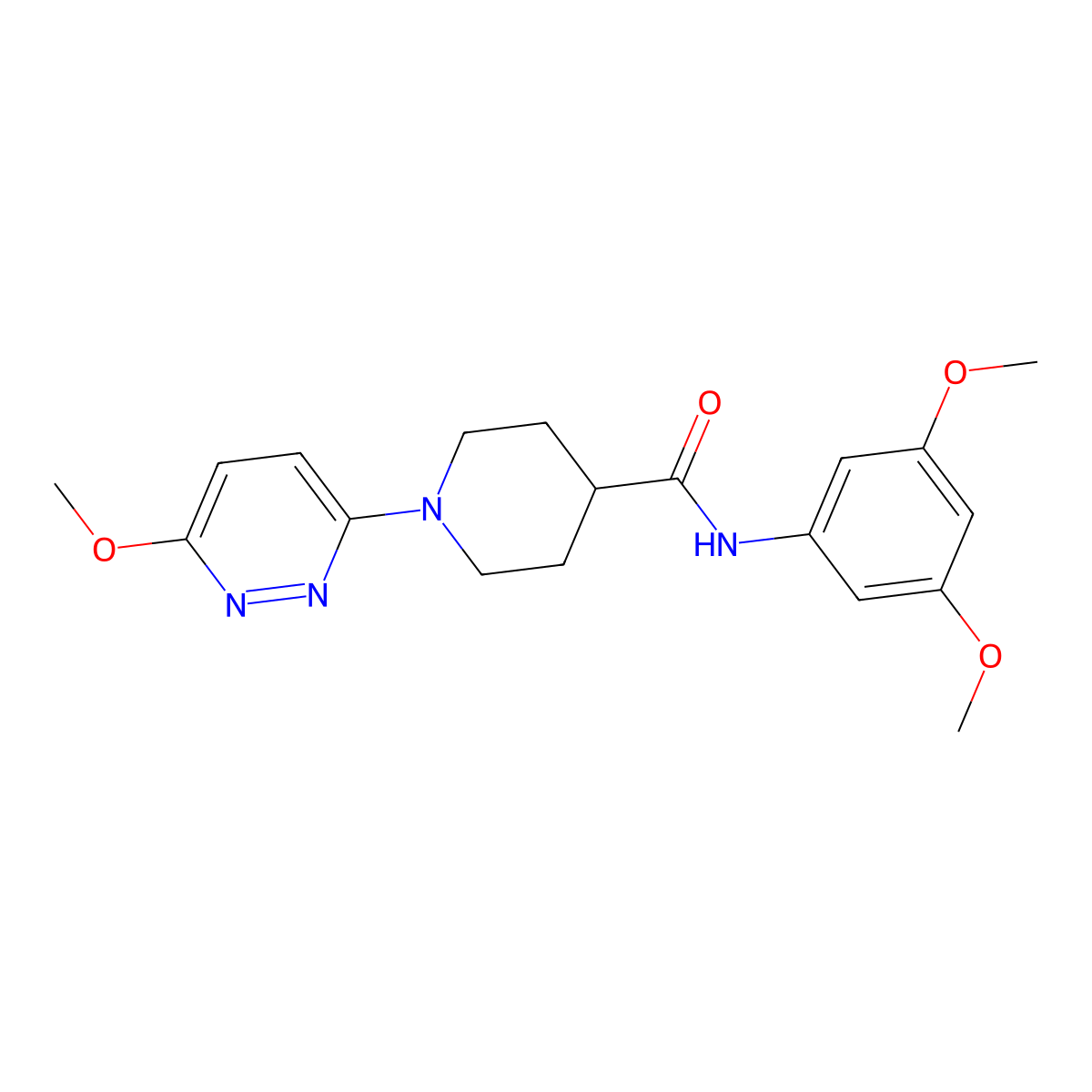N-(3,5-dimethoxyphenyl)-1-(6-methoxypyridazin-3-yl)piperidine-4-carboxamide molecular structure, CAS 1435979-55-7
