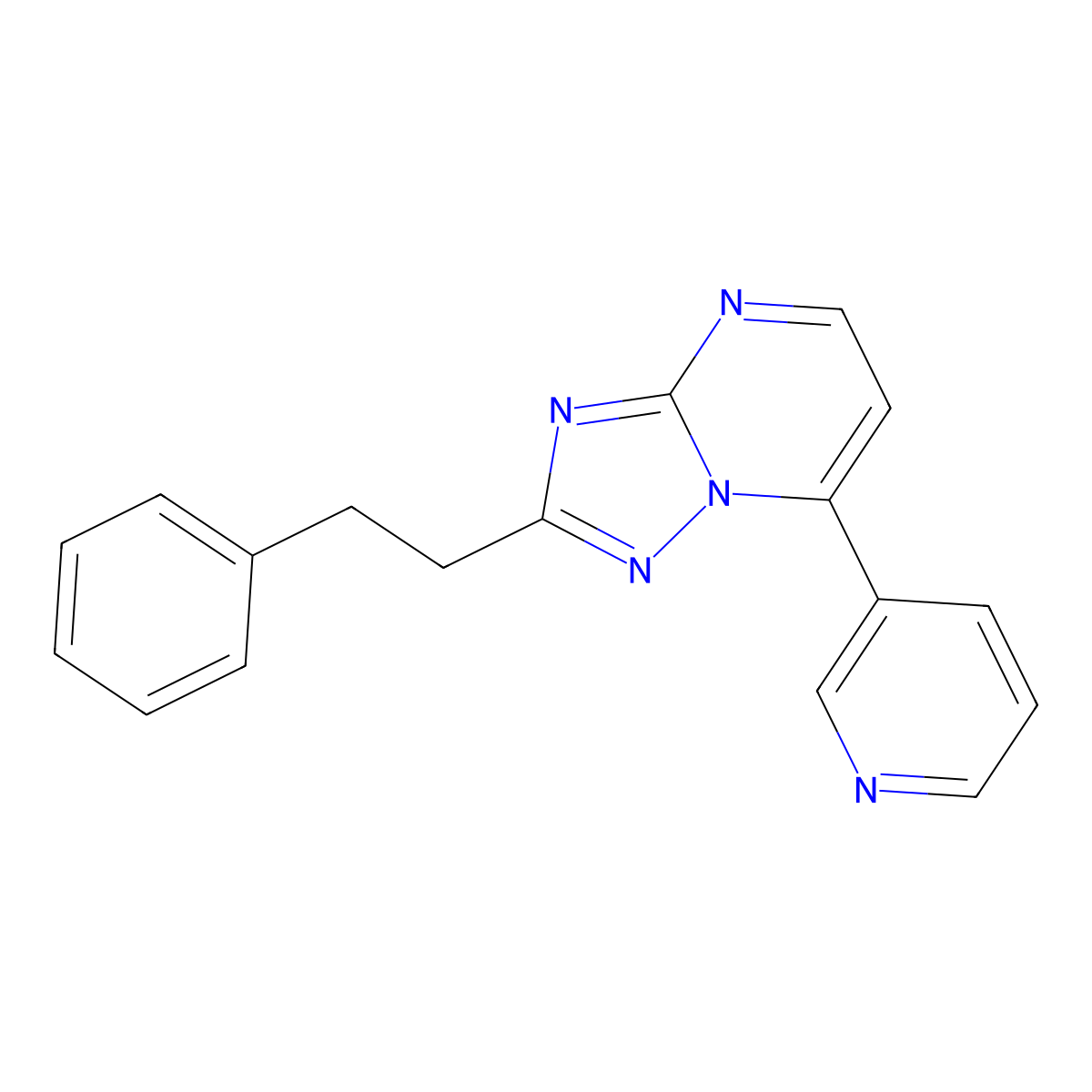 2-Phenethyl-7-(3-pyridyl)[1,2,4]triazolo[1,5-a]pyrimidine molecular structure, CAS 1435979-62-6