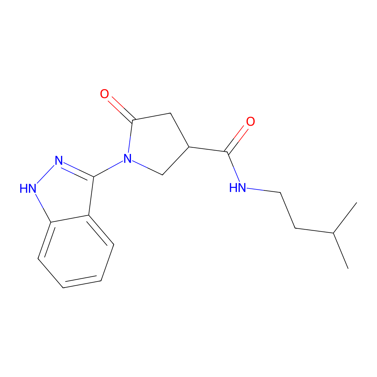 1-(1H-indazol-3-yl)-N-isopentyl-5-oxo-3-pyrrolidinecarboxamide molecular structure, CAS 1435979-64-8