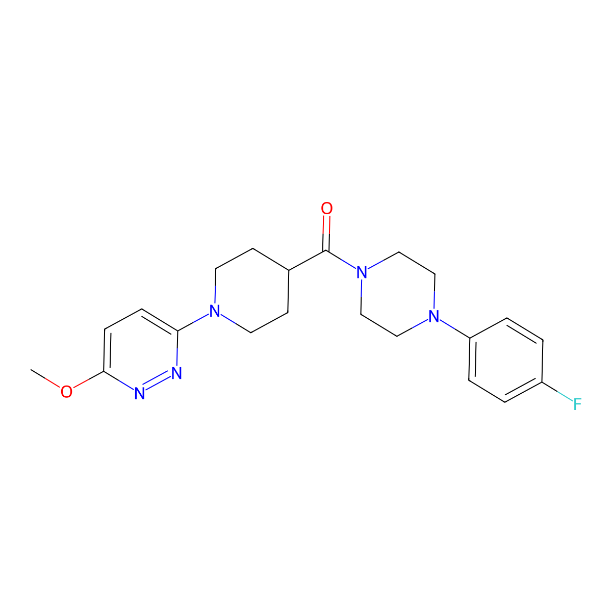 (4-(4-Fluorophenyl)piperazin-1-yl)(1-(6-methoxypyridazin-3-yl)piperidin-4-yl)methanone molecular structure, CAS 1435979-71-7