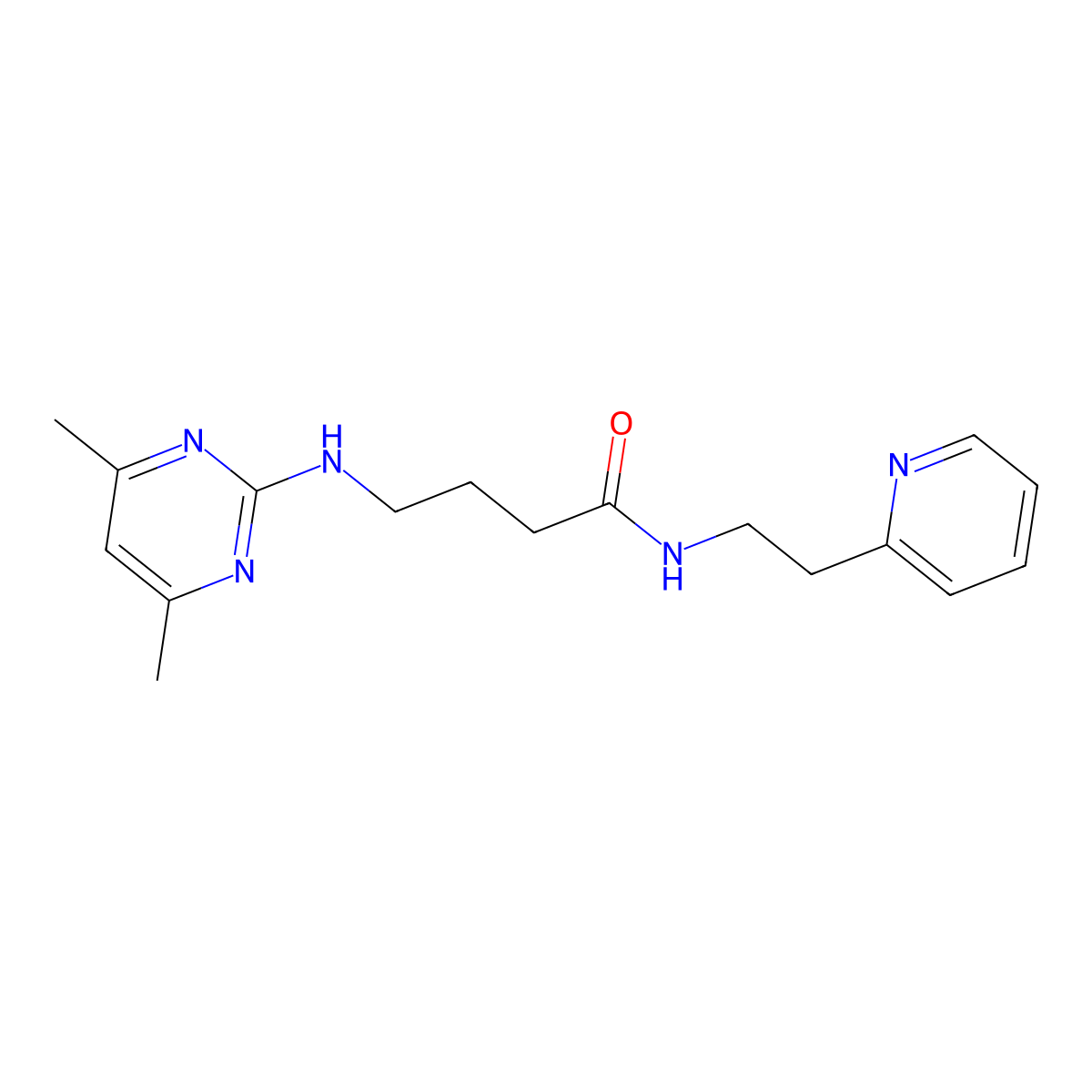 4-[(4,6-dimethylpyrimidin-2-yl)amino]-N-[2-(pyridin-2-yl)ethyl]butanamide molecular structure, CAS 1435979-73-9