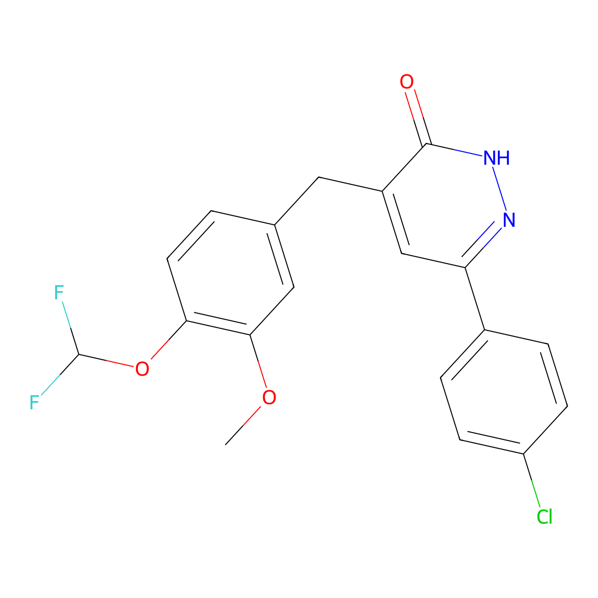 6-(4-Chlorophenyl)-4-[4-(difluoromethoxy)-3-methoxybenzyl]pyridazin-3-ol molecular structure, CAS 1435979-85-3