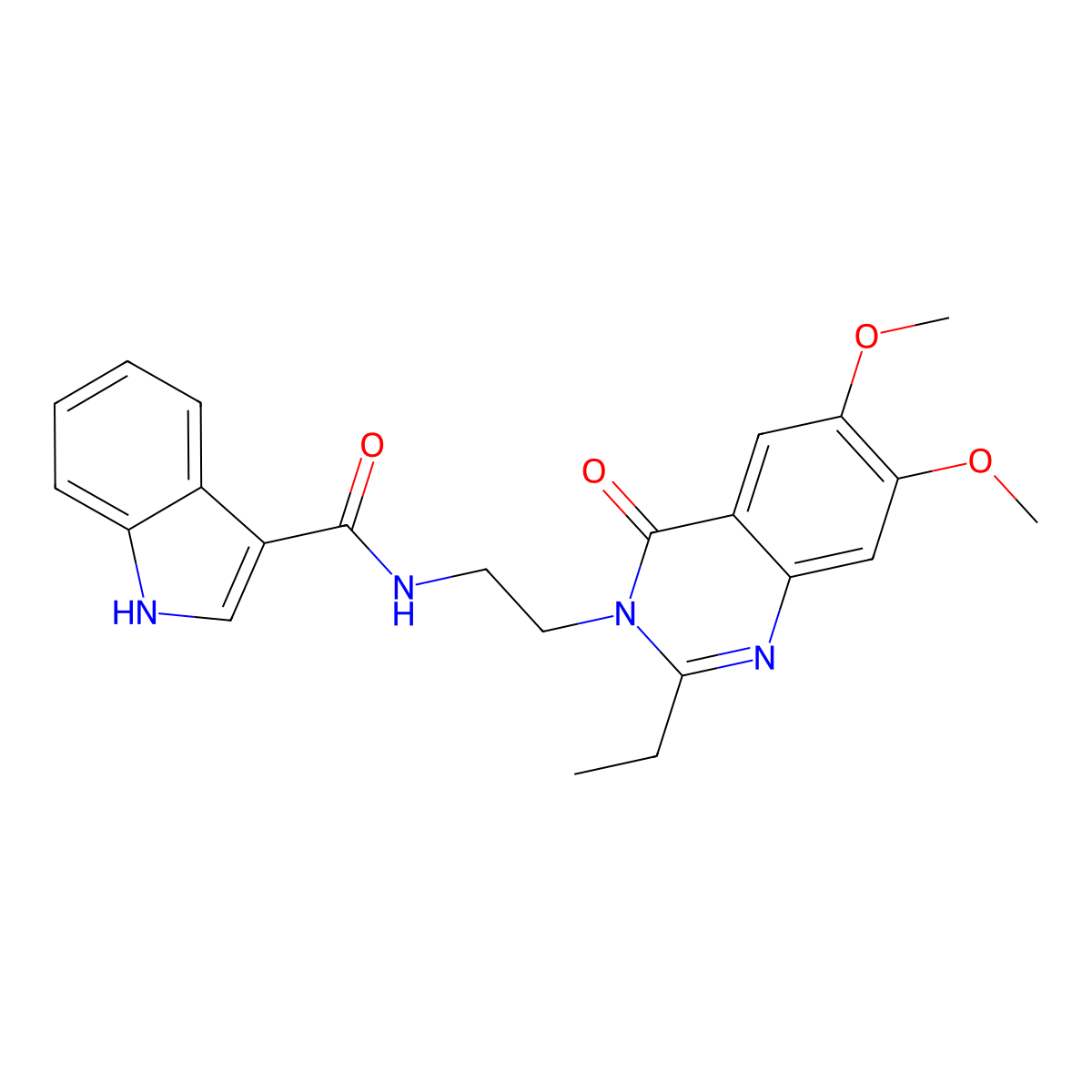 N-[2-(2-ethyl-6,7-dimethoxy-4-oxoquinazolin-3(4H)-yl)ethyl]-1H-indole-3-carboxamide molecular structure, CAS 1435979-90-0