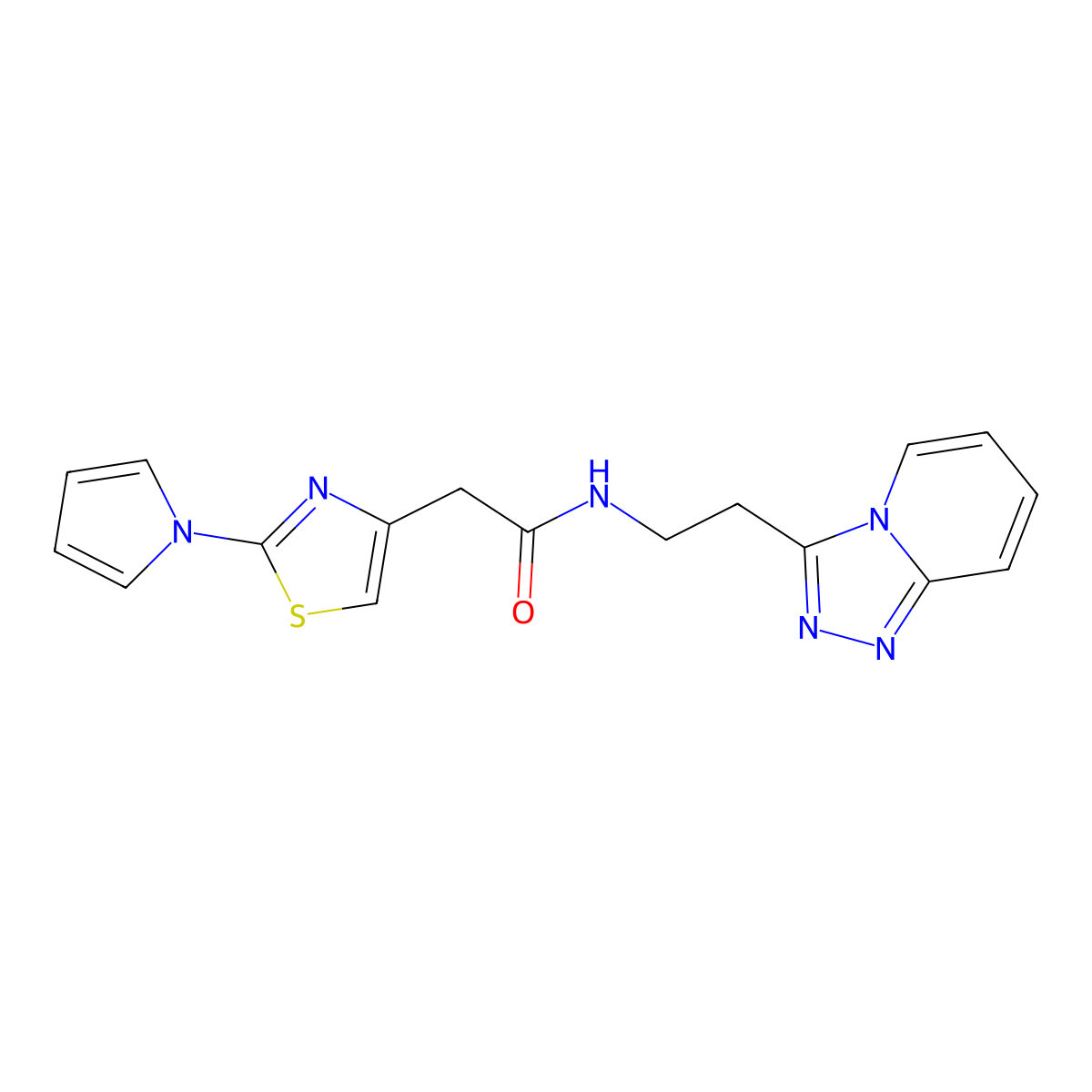 2-[2-(1H-pyrrol-1-yl)-1,3-thiazol-4-yl]-N-(2-[1,2,4]triazolo[4,3-a]pyridin-3-ylethyl)acetamide molecular structure, CAS 1435979-93-3