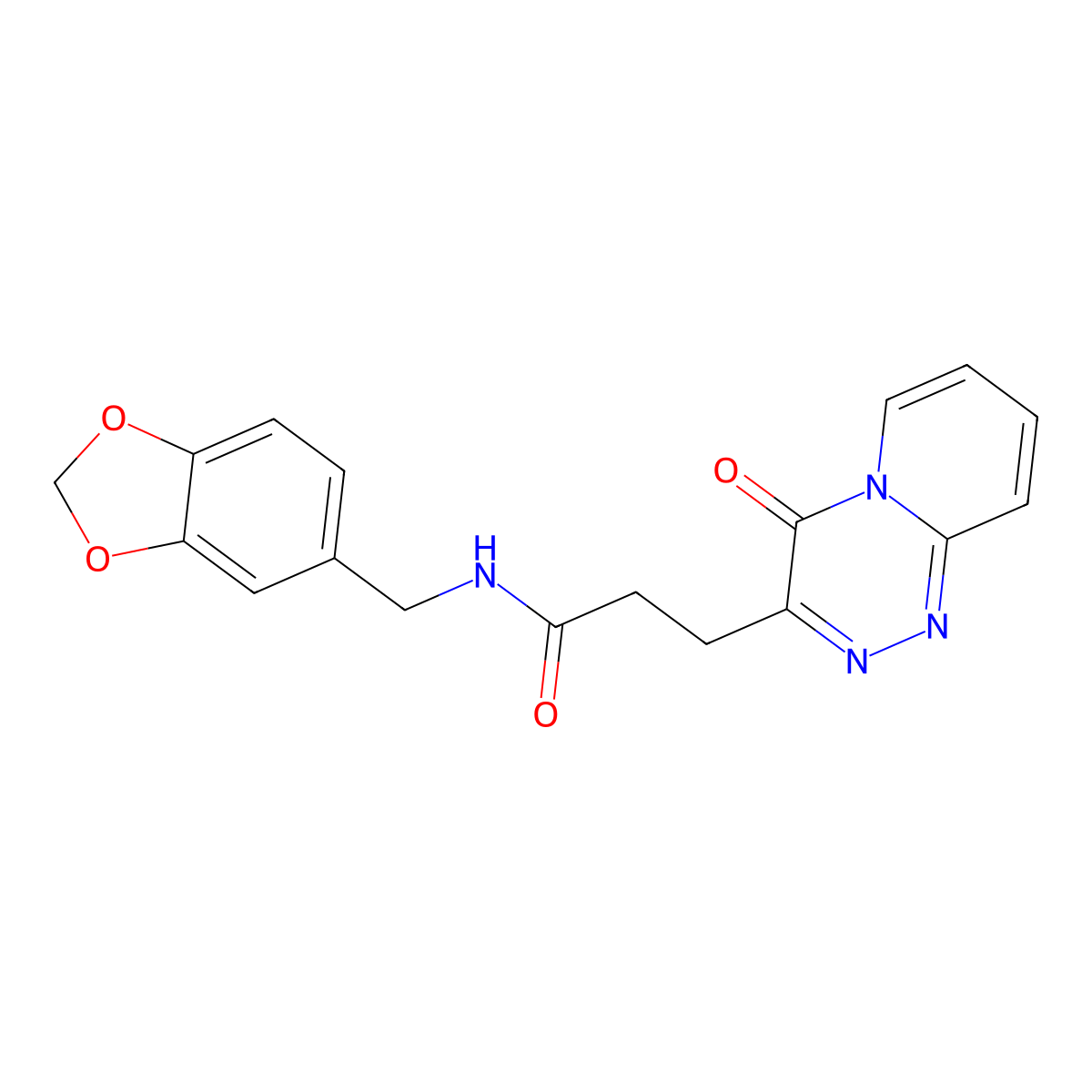 N-(1,3-benzodioxol-5-ylmethyl)-3-(4-oxo-4H-pyrido[2,1-c][1,2,4]triazin-3-yl)propanamide molecular structure, CAS 1435980-00-9