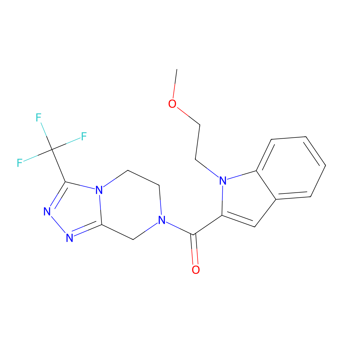 [1-(2-methoxyethyl)-1H-indol-2-yl][3-(trifluoromethyl)-5,6-dihydro[1,2,4]triazolo[4,3-a]pyrazin-7(8H)-yl]methanone molecular structure, CAS 1435980-07-6