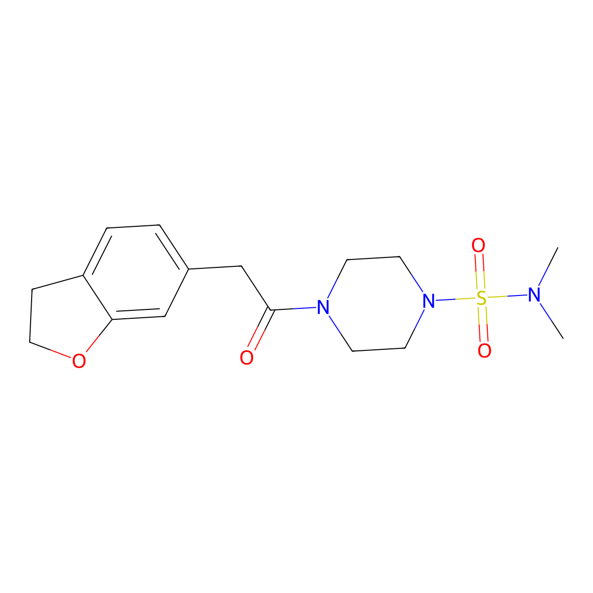 4-[2-(2,3-dihydro-1-benzofuran-6-yl)acetyl]-N,N-dimethyltetrahydro-1(2H)-pyrazinesulfonamide molecular structure, CAS 1435980-16-7