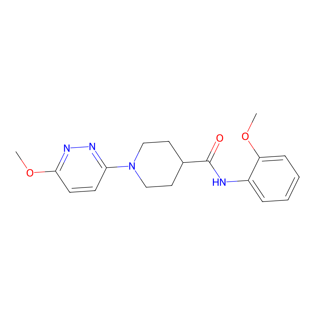 N-(2-methoxyphenyl)-1-(6-methoxypyridazin-3-yl)piperidine-4-carboxamide molecular structure, CAS 1435980-23-6
