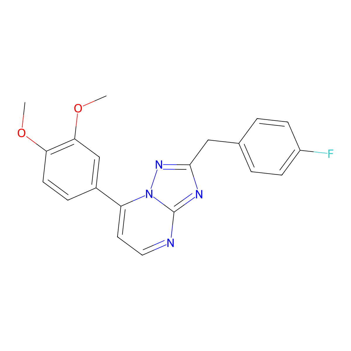 7-(3,4-Dimethoxyphenyl)-2-(4-fluorobenzyl)[1,2,4]triazolo[1,5-a]pyrimidine molecular structure, CAS 1435980-28-1
