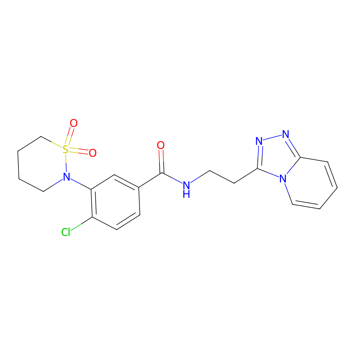 4-chloro-3-(1,1-dioxido-1,2-thiazinan-2-yl)-N-[2-([1,2,4]triazolo[4,3-a]pyridin-3-yl)ethyl]benzamide molecular structure, CAS 1435980-34-9