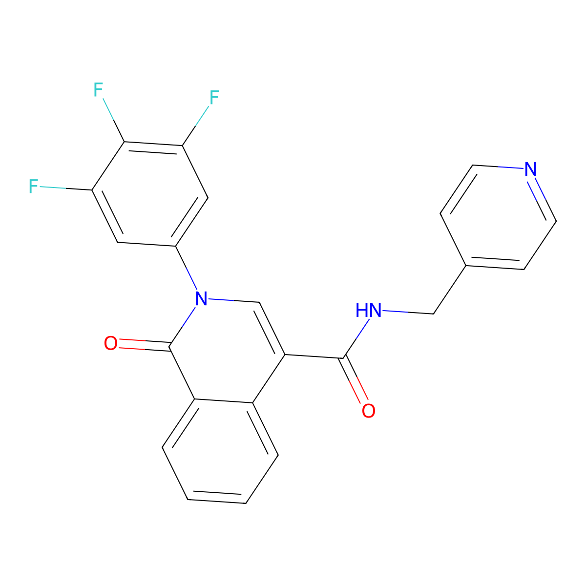1-oxo-N-(pyridin-4-ylmethyl)-2-(3,4,5-trifluorophenyl)-1,2-dihydroisoquinoline-4-carboxamide molecular structure, CAS 1435980-38-3
