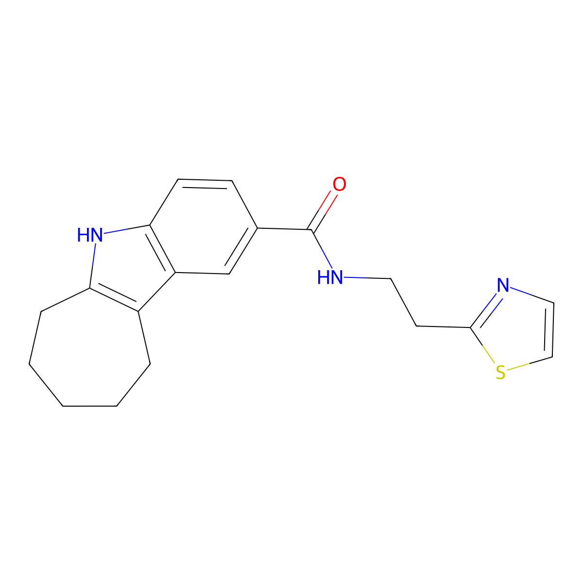 N-[2-(1,3-thiazol-2-yl)ethyl]-5,6,7,8,9,10-hexahydrocyclohepta[b]indole-2-carboxamide molecular structure, CAS 1435980-48-5