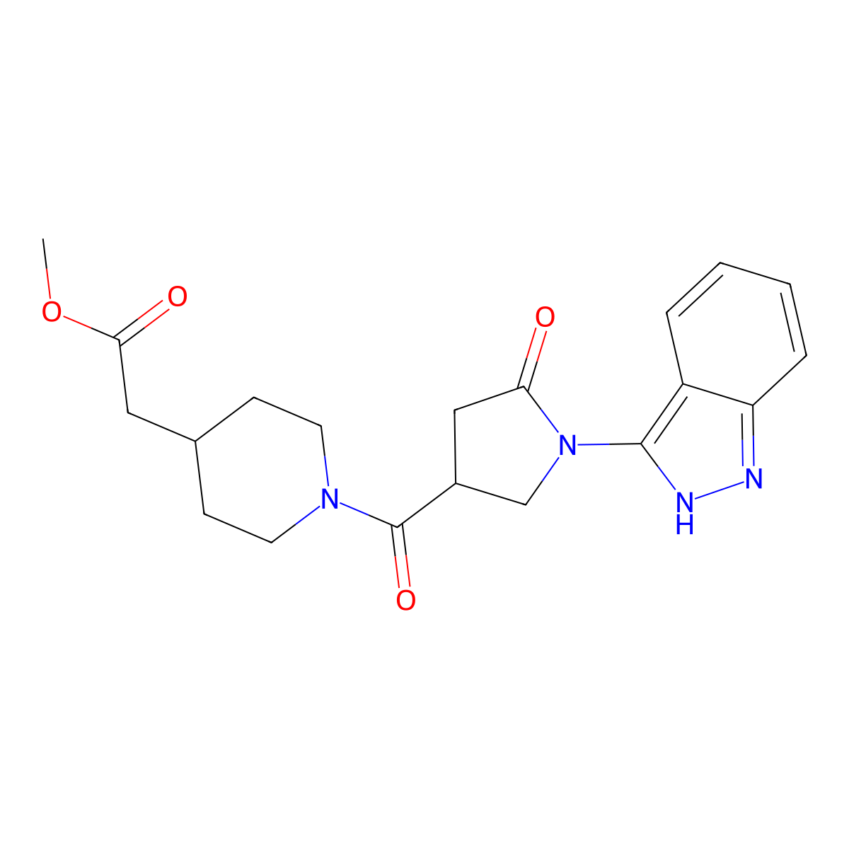methyl (1-{[1-(2H-indazol-3-yl)-5-oxopyrrolidin-3-yl]carbonyl}piperidin-4-yl)acetate molecular structure, CAS 1435980-52-1