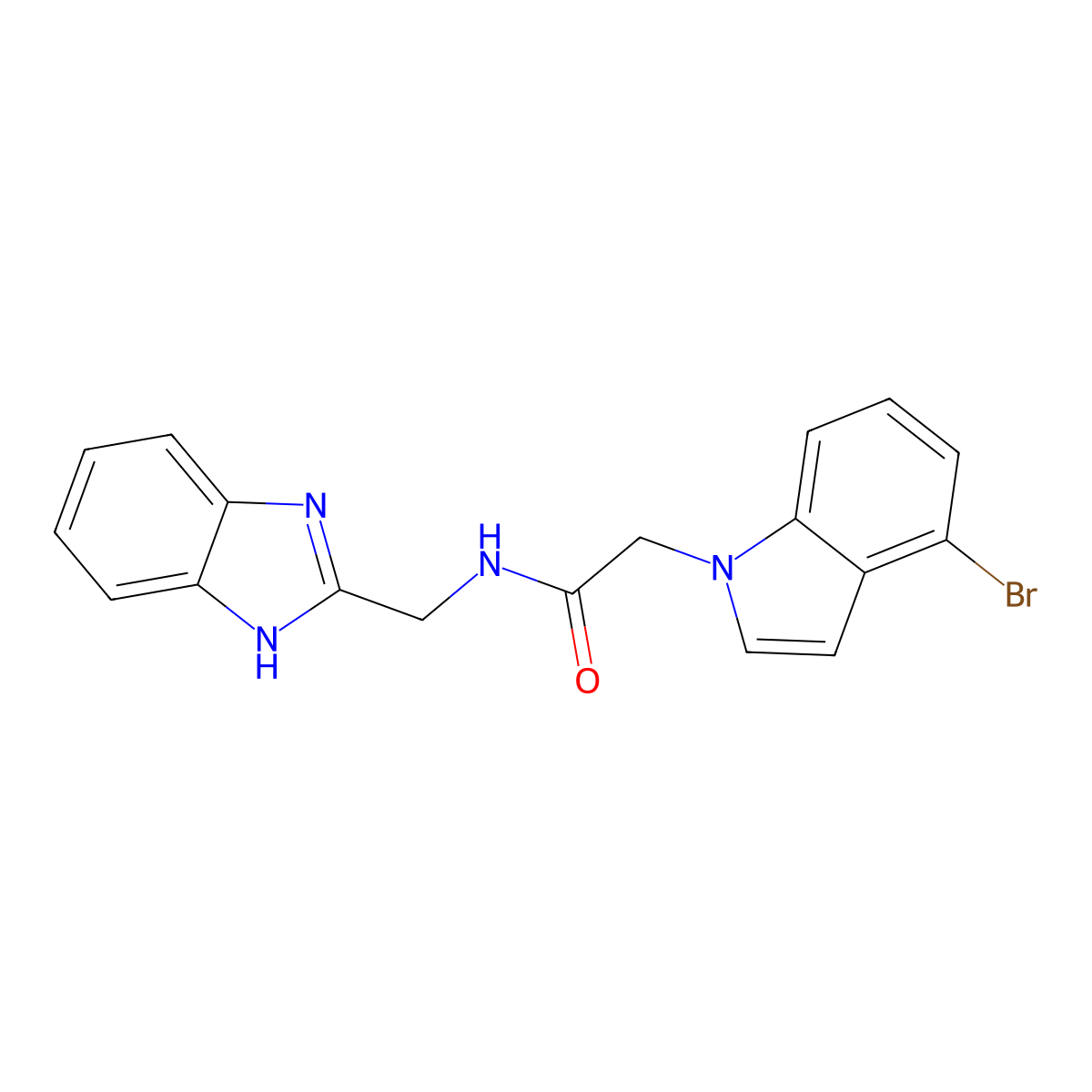 N-(1H-benzimidazol-2-ylmethyl)-2-(4-bromo-1H-indol-1-yl)acetamide molecular structure, CAS 1435980-55-4
