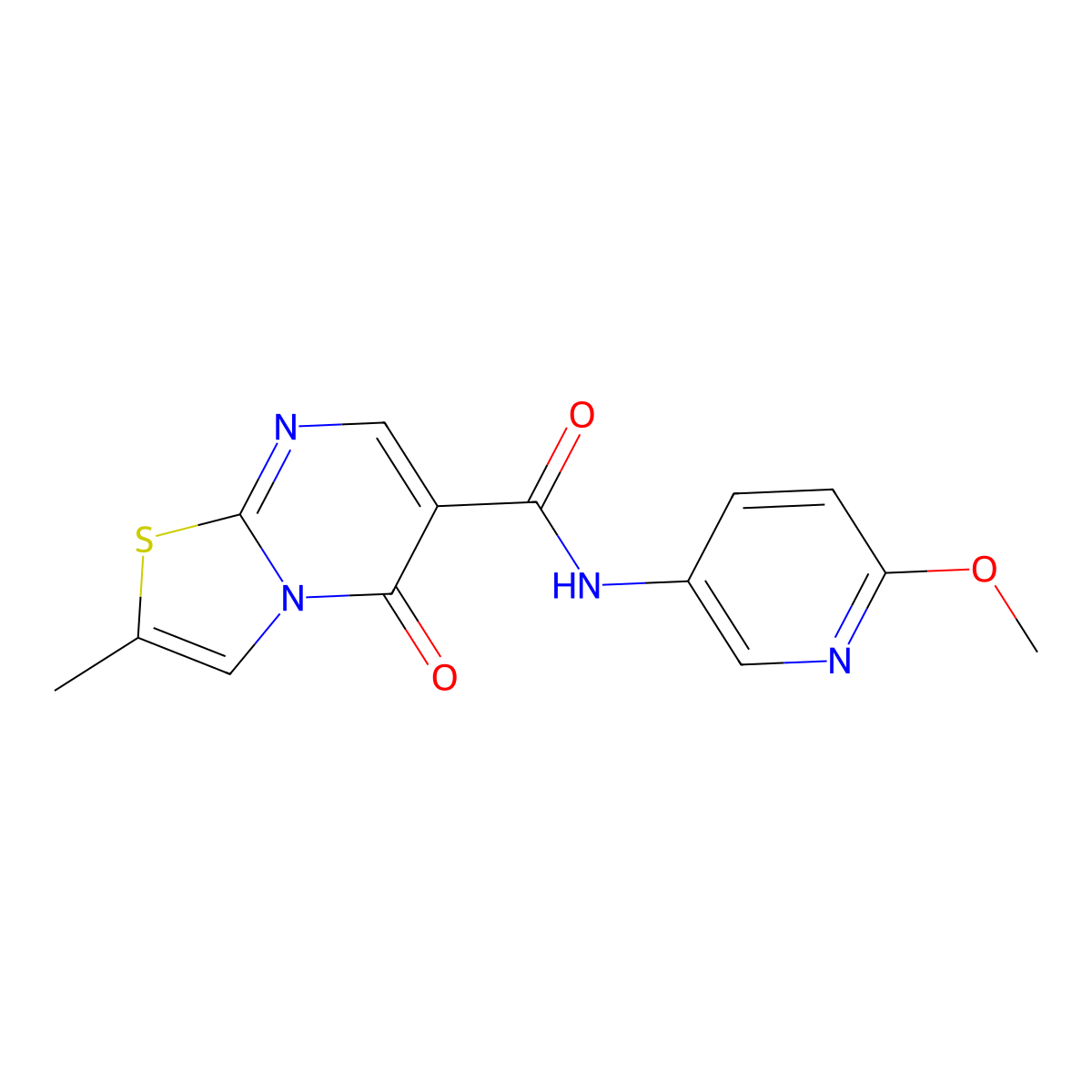 N-(6-methoxypyridin-3-yl)-2-methyl-5-oxo-5H-[1,3]thiazolo[3,2-a]pyrimidine-6-carboxamide molecular structure, CAS 1435980-58-7